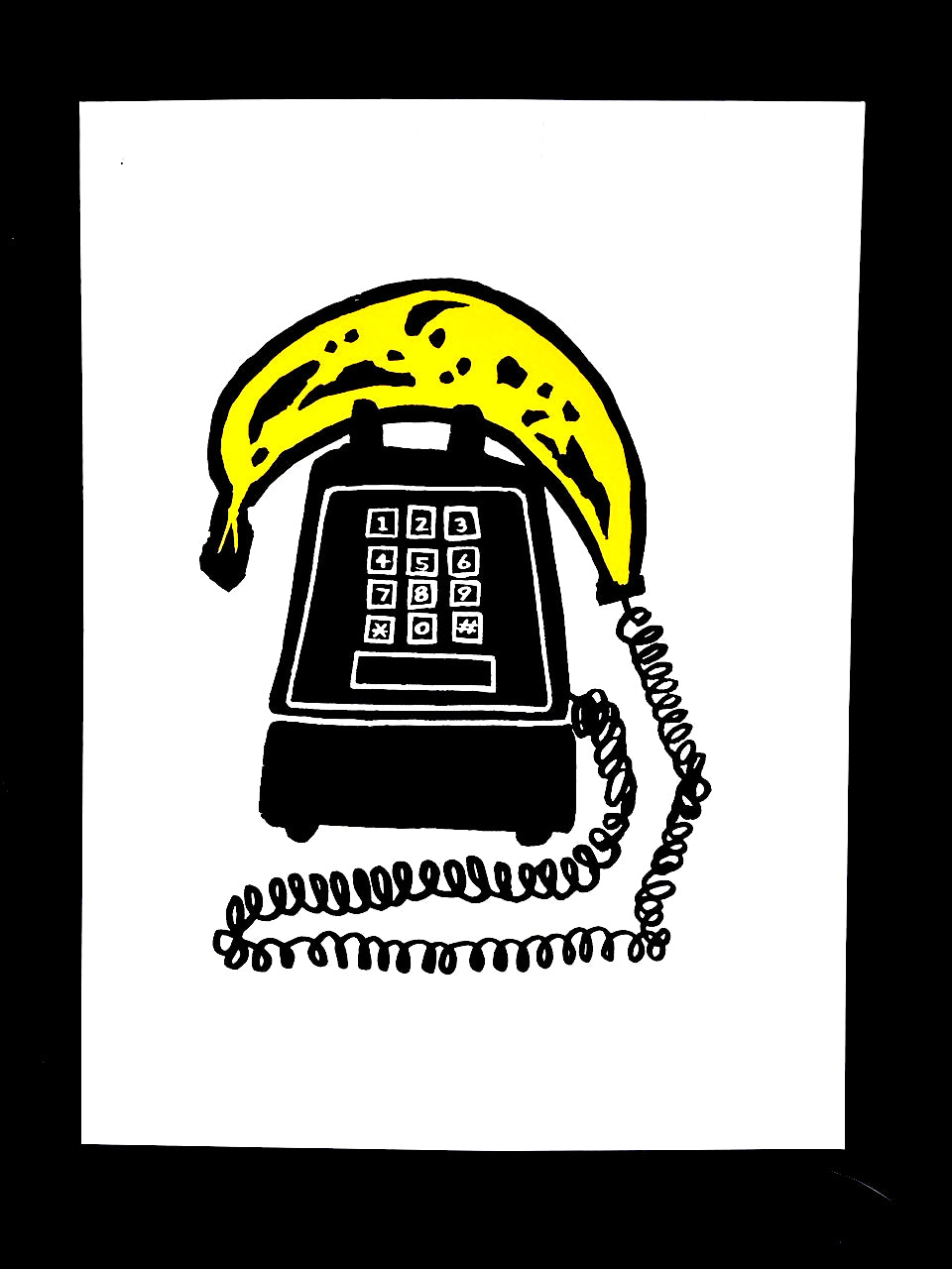 Banana Phone Push Button - Screen Print