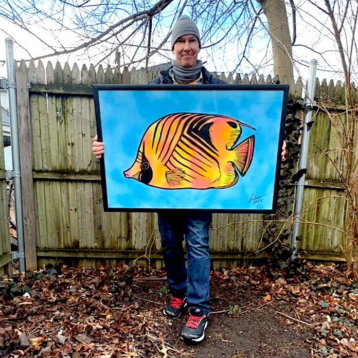 Threadfin Butterflyfish - Screen Print - big fish, tropical fish, limited edition