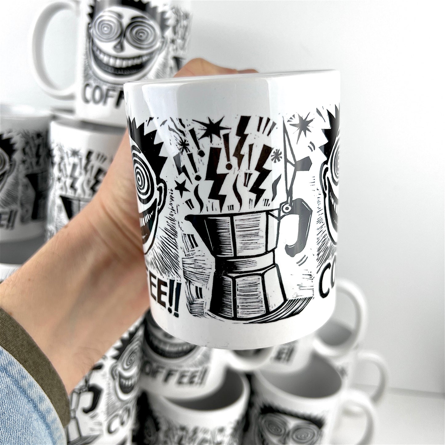 COFFEE!! Moka Mug - 11oz. Ceramic *comes with bonus sticker*